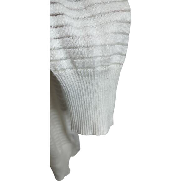 4279)Patricia Luca Long Sleeve Pullover Stripe Ribbed Semi Sheer Tunic Sweater M - Picture 4 of 7